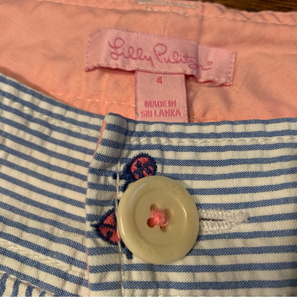 Lilly Pulitzer Seersucker Shorts with ladybugs - Picture 3 of 5